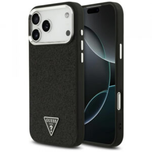 Husa MagSafe pentru Apple iPhone 17 Pro Max, Guess, Glitter Triangle Logo, Neagra Husa MagSafe pentru Apple iPhone 17 Pro Max, Guess, Glitter Triangle Logo, Neagra