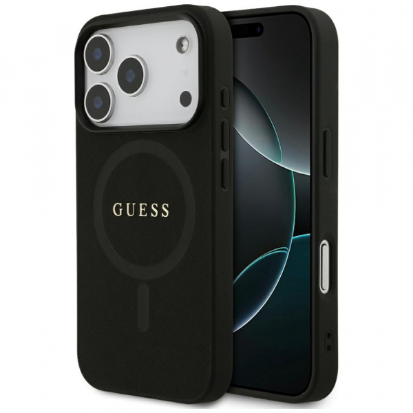 Husa MagSafe pentru Apple iPhone 17 Pro Max, Guess, Saffiano Classic Logo, Neagra Husa MagSafe pentru Apple iPhone 17 Pro Max, Guess, Saffiano Classic Logo, Neagra