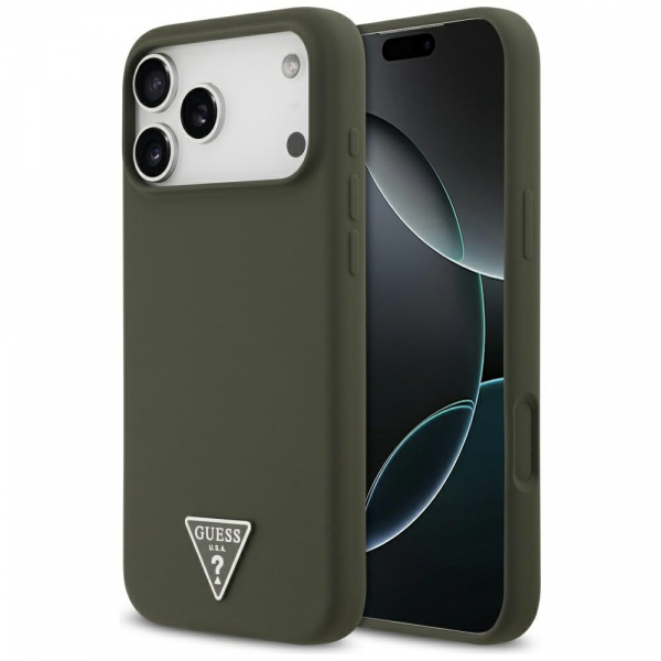 Husa MagSafe pentru Apple iPhone 17 Pro Max, Guess, Triangle Logo, Kaki Husa MagSafe pentru Apple iPhone 17 Pro Max, Guess, Triangle Logo, Kaki