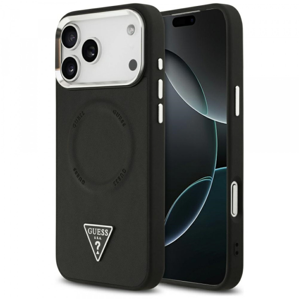 Husa MagSafe pentru Apple iPhone 17 Pro Max, Guess, Triangle Logo, Roz Argintie Husa MagSafe pentru Apple iPhone 17 Pro Max, Guess, Triangle Logo, Roz Argintie