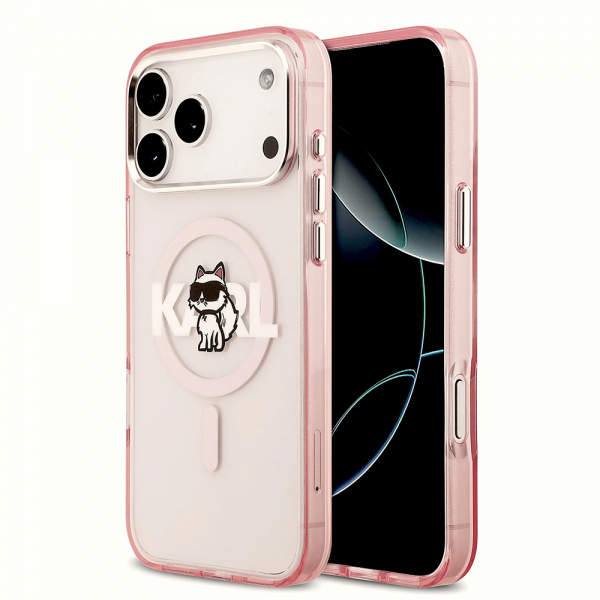 Husa MagSafe pentru Apple iPhone 17 Pro Max, Karl Lagerfeld, IML Sketch Logo Choupette, Roz Husa MagSafe pentru Apple iPhone 17 Pro Max, Karl Lagerfeld, IML Sketch Logo Choupette, Roz