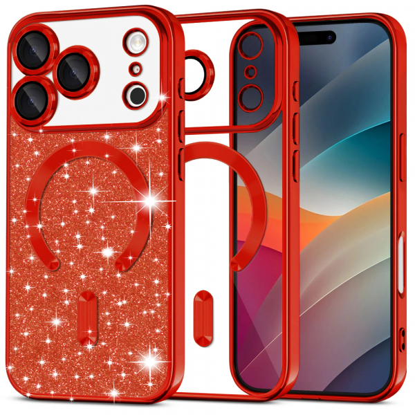 Husa MagSafe pentru Apple iPhone 17 Pro, Techsuit, Luxury Glitter, Roz Aurie Husa MagSafe pentru Apple iPhone 17 Pro, Techsuit, Luxury Glitter, Roz Aurie