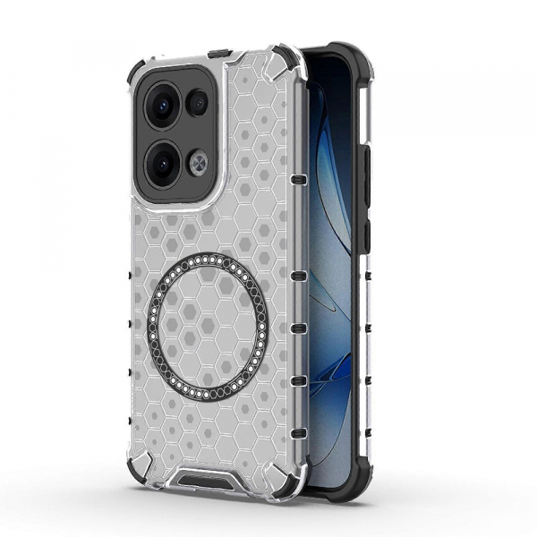 Husa MagSafe pentru Oppo Reno13, Techsuit, HoneyComb Shield, Alba Husa MagSafe pentru Oppo Reno13, Techsuit, HoneyComb Shield, Alba