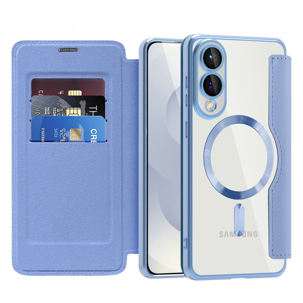 Husa MagSafe pentru Samsung Galaxy S25 Edge S937, Techsuit, SmartMag Book, Bleu Husa MagSafe pentru Samsung Galaxy S25 Edge S937, Techsuit, SmartMag Book, Bleu