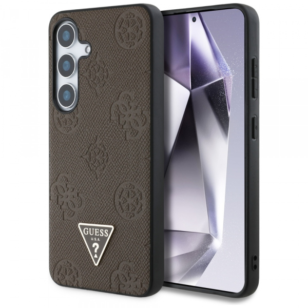 Husa MagSafe pentru Samsung Galaxy S25 S931, Guess, Peony Grained Hot Stamp Triangle, Maro Husa MagSafe pentru Samsung Galaxy S25 S931, Guess, Peony Grained Hot Stamp Triangle, Maro