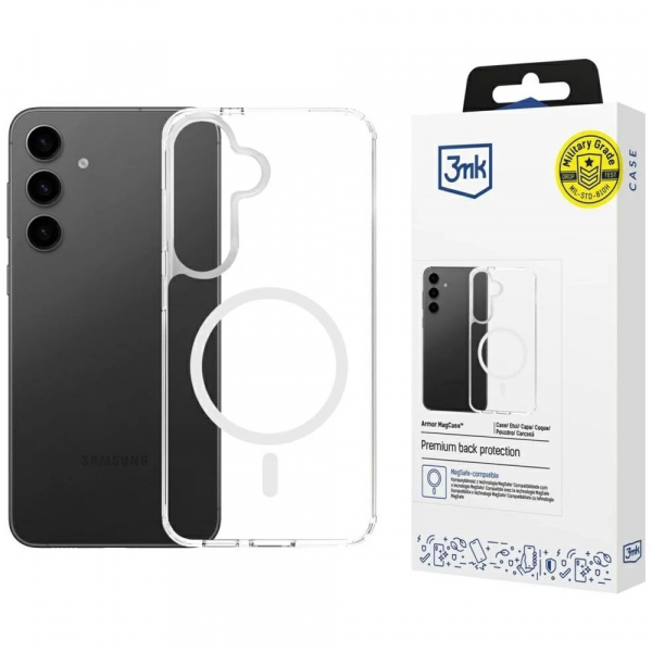 Husa MagSafe pentru Samsung Galaxy S25 S931 / S24 S921, 3MK, Armor MagCase, Transparenta Husa MagSafe pentru Samsung Galaxy S25 S931 / S24 S921, 3MK, Armor MagCase, Transparenta