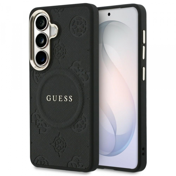 Husa MagSafe pentru Samsung Galaxy S26 S942, Guess, Saffiano Peony Embossed Ring, Neagra Husa MagSafe pentru Samsung Galaxy S26 S942, Guess, Saffiano Peony Embossed Ring, Neagra