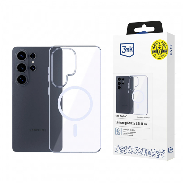 Husa MagSafe pentru Samsung Galaxy S26 Ultra S948, 3MK, Clear MagCase, Transparenta Husa MagSafe pentru Samsung Galaxy S26 Ultra S948, 3MK, Clear MagCase, Transparenta