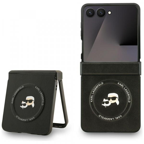 Husa Karl Lagerfeld Saffiano Karl & Choupette Metal pentru Samsung Galaxy Z Flip7 F766, Neagra Husa Karl Lagerfeld Saffiano Karl & Choupette Metal pentru Samsung Galaxy Z Flip7 F766, Neagra