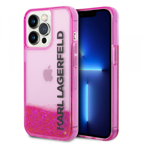 Husa pentru Apple iPhone 14 Pro, Karl Lagerfeld, Liquid Glitter KL Logo, Roz Husa pentru Apple iPhone 14 Pro, Karl Lagerfeld, Liquid Glitter KL Logo, Roz