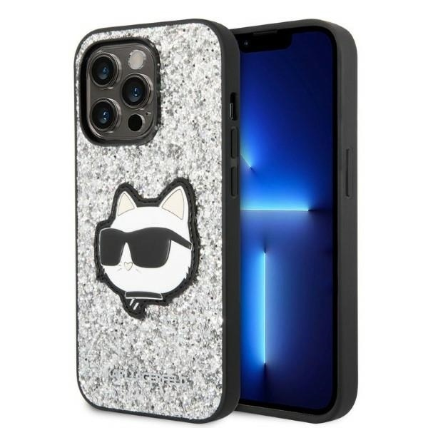 Husa pentru Apple iPhone 14 Pro Max, Karl Lagerfeld, Glitter Choupette Patch, Argintie Husa pentru Apple iPhone 14 Pro Max, Karl Lagerfeld, Glitter Choupette Patch, Argintie