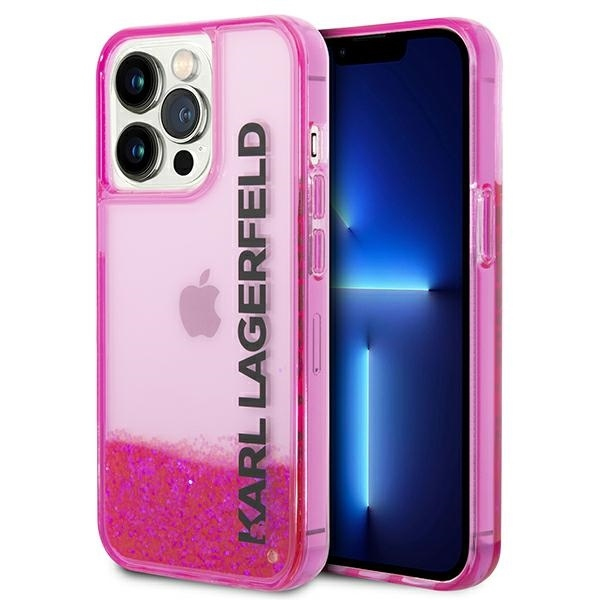 Husa pentru Apple iPhone 14 Pro Max, Karl Lagerfeld, Liquid Glitter KL Logo, Roz Husa pentru Apple iPhone 14 Pro Max, Karl Lagerfeld, Liquid Glitter KL Logo, Roz