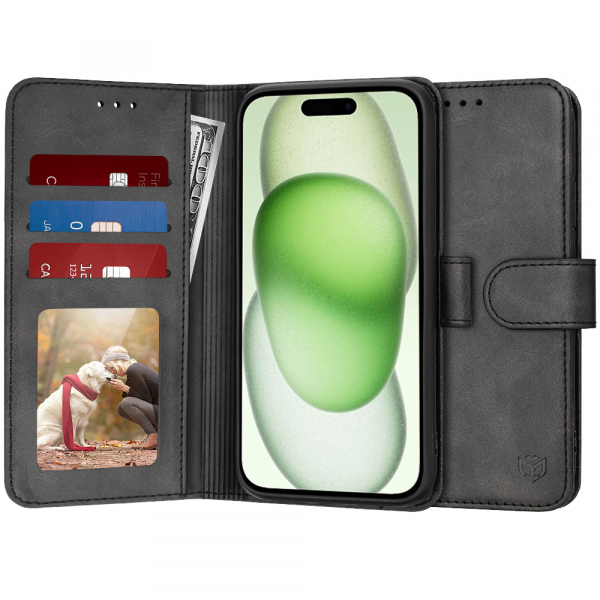 Husa pentru Apple iPhone 15 Plus, Techsuit, Diary Book, Neagra Husa pentru Apple iPhone 15 Plus, Techsuit, Diary Book, Neagra