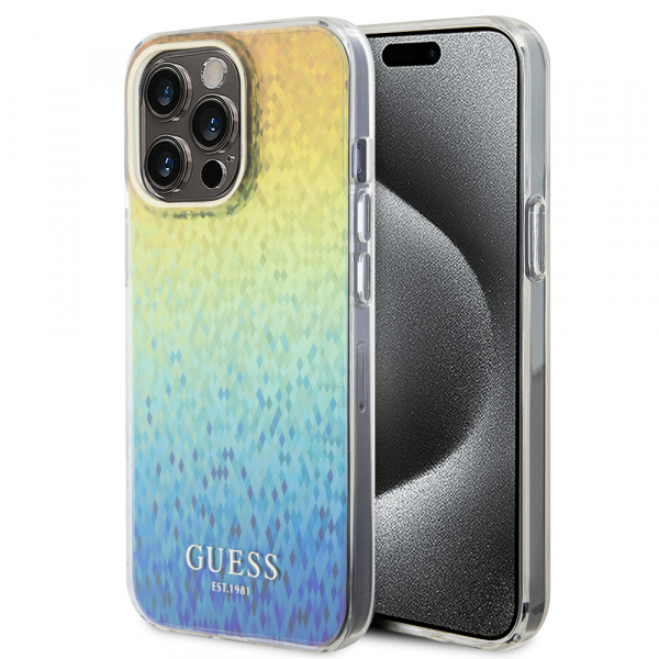 Husa pentru Apple iPhone 15 Pro Max, Guess, IML Faceted Mirror Disco Iridescent, Multicolor Husa pentru Apple iPhone 15 Pro Max, Guess, IML Faceted Mirror Disco Iridescent, Multicolor