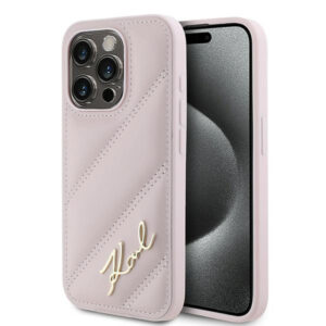 Husa pentru Apple iPhone 15 Pro Max, Karl Lagerfeld, Diagonal Quilted Script, Roz Husa pentru Apple iPhone 15 Pro Max, Karl Lagerfeld, Diagonal Quilted Script, Roz