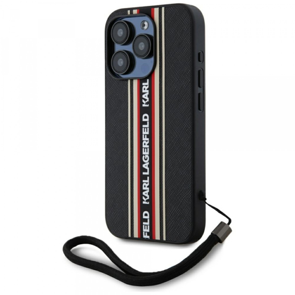 Husa pentru Apple iPhone 15 Pro Max, Karl Lagerfeld, Saffiano Athleisure Stripes with Strap, Rosie Husa pentru Apple iPhone 15 Pro Max, Karl Lagerfeld, Saffiano Athleisure Stripes with Strap, Rosie