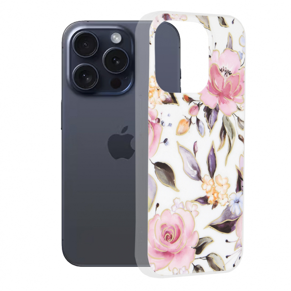 Husa pentru Apple iPhone 15 Pro, Techsuit, Marble, Mov Husa pentru Apple iPhone 15 Pro, Techsuit, Marble, Mov