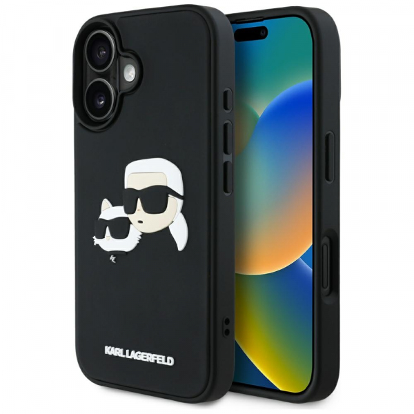 Husa pentru Apple iPhone 16, Karl Lagerfeld, 3D Rubber Karl & Choupette, Neagra Husa pentru Apple iPhone 16, Karl Lagerfeld, 3D Rubber Karl & Choupette, Neagra