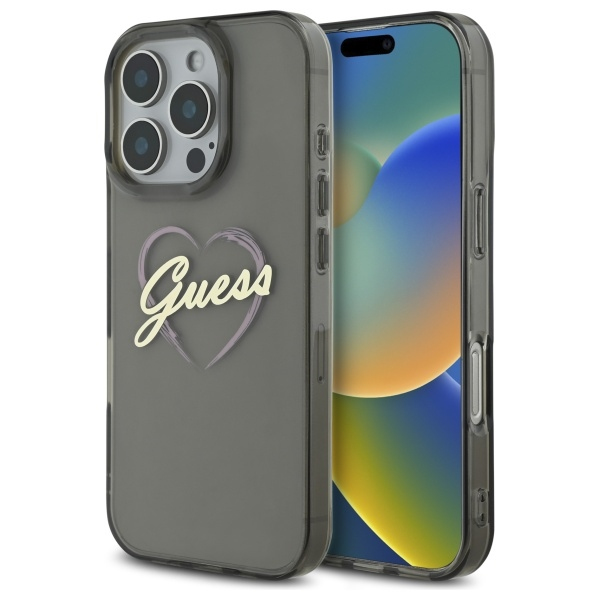Husa pentru Apple iPhone 16 Pro, Guess, IML Heart, Neagra Husa pentru Apple iPhone 16 Pro, Guess, IML Heart, Neagra