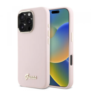 Husa pentru Apple iPhone 16 Pro, Guess, Script Metal Logo & Frame, Neagra Husa pentru Apple iPhone 16 Pro, Guess, Script Metal Logo & Frame, Neagra