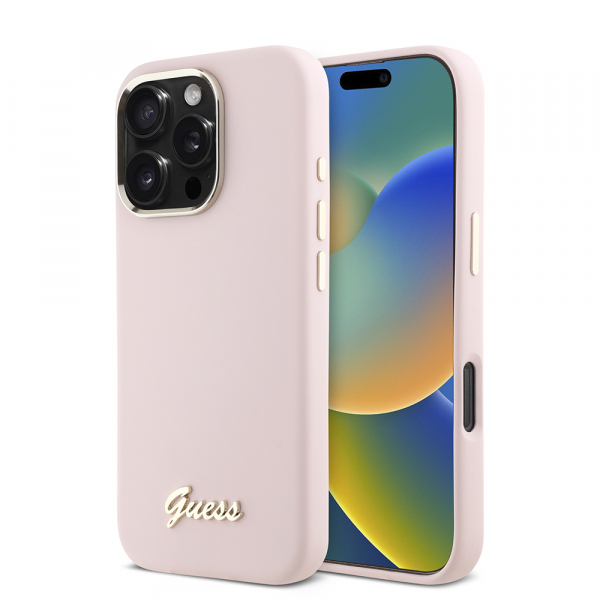 Husa pentru Apple iPhone 16 Pro, Guess, Script Metal Logo & Frame, Neagra Husa pentru Apple iPhone 16 Pro, Guess, Script Metal Logo & Frame, Neagra