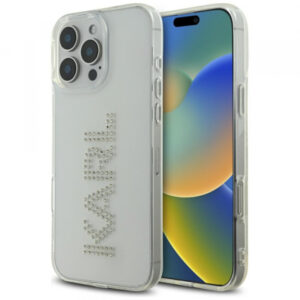 Husa pentru Apple iPhone 16 Pro, Karl Lagerfeld, IML Rhinestones Transparent Logo, Transparenta Husa pentru Apple iPhone 16 Pro, Karl Lagerfeld, IML Rhinestones Transparent Logo, Transparenta