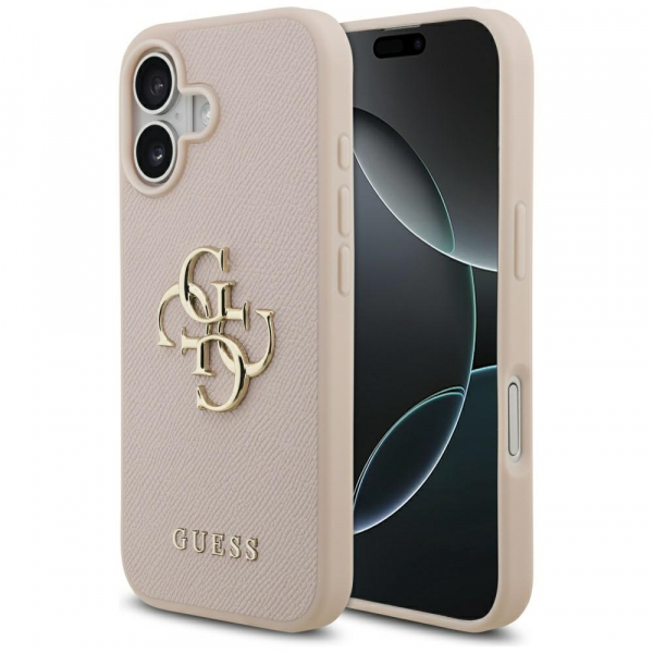 Husa pentru Apple iPhone 17, Guess, 4G Grained Big And Classic Logo, Maro Argintie