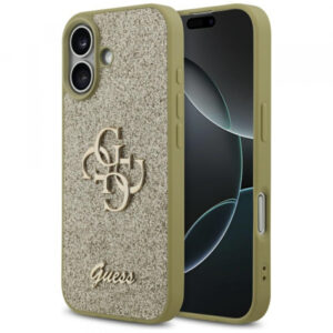 Husa pentru Apple iPhone 17, Guess, Fixed Glitter Big 4G, Aurie Husa pentru Apple iPhone 17, Guess, Fixed Glitter Big 4G, Aurie