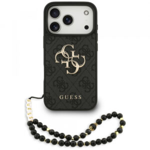 Husa pentru Apple iPhone 17 Pro, Guess, 4G Classic Logo with Strap, Neagra Husa pentru Apple iPhone 17 Pro, Guess, 4G Classic Logo with Strap, Neagra