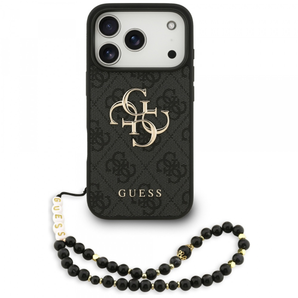 Husa pentru Apple iPhone 17 Pro, Guess, 4G Classic Logo with Strap, Neagra Husa pentru Apple iPhone 17 Pro, Guess, 4G Classic Logo with Strap, Neagra