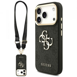 Husa pentru Apple iPhone 17 Pro, Guess, Big 4G Classic Logo with Big Strap, Neagra Husa pentru Apple iPhone 17 Pro, Guess, Big 4G Classic Logo with Big Strap, Neagra