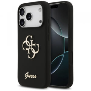 Husa pentru Apple iPhone 17, Guess, Big 4G Script, Neagra Husa pentru Apple iPhone 17, Guess, Big 4G Script, Neagra