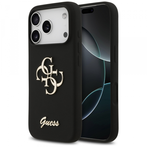 Husa pentru Apple iPhone 17, Guess, Big 4G Script, Neagra Husa pentru Apple iPhone 17, Guess, Big 4G Script, Neagra