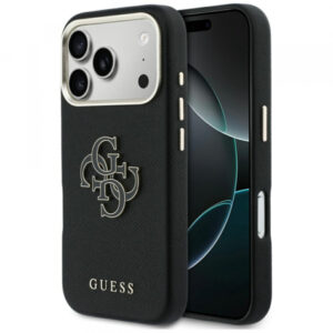 Husa pentru Apple iPhone 17 Pro, Guess, Resin Logo, Bej Husa pentru Apple iPhone 17 Pro, Guess, Resin Logo, Bej
