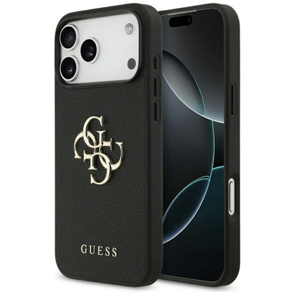 Husa pentru Apple iPhone 17 Pro Max, Guess, 4G Grained Big And Classic Logo, Maro Argintie Husa pentru Apple iPhone 17 Pro Max, Guess, 4G Grained Big And Classic Logo, Maro Argintie