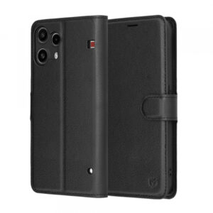 Husa pentru Nothing Phone (3a) Lite, Techsuit, Leather Folio, Neagra Husa pentru Nothing Phone (3a) Lite, Techsuit, Leather Folio, Neagra