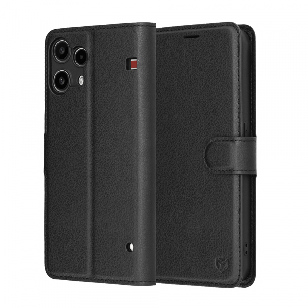 Husa pentru Nothing Phone (3a) Lite, Techsuit, Leather Folio, Neagra Husa pentru Nothing Phone (3a) Lite, Techsuit, Leather Folio, Neagra