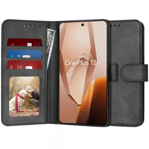 Husa pentru OnePlus 13R, Techsuit, Diary Book, Neagra Husa pentru OnePlus 13R, Techsuit, Diary Book, Neagra
