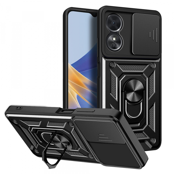 Husa pentru Oppo A17, Techsuit, CamShield, Neagra Husa pentru Oppo A17, Techsuit, CamShield, Neagra