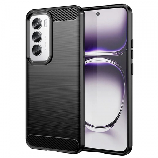 Husa pentru Oppo Reno12, Techsuit, Carbon, Neagra Husa pentru Oppo Reno12, Techsuit, Carbon, Neagra