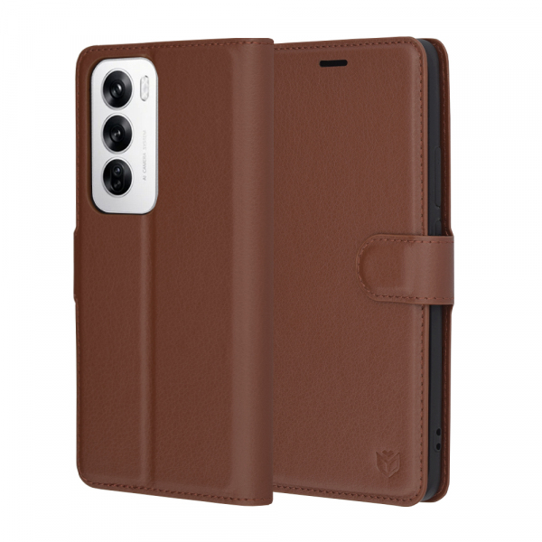 Husa pentru Oppo Reno12, Techsuit, Leather Folio, Maro Husa pentru Oppo Reno12, Techsuit, Leather Folio, Maro