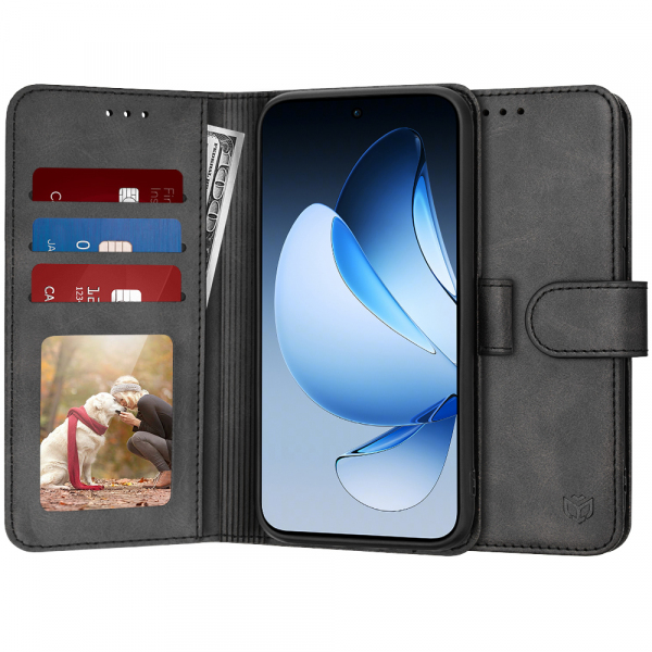 Husa pentru Oppo Reno13, Techsuit, Diary Book, Neagra Husa pentru Oppo Reno13, Techsuit, Diary Book, Neagra