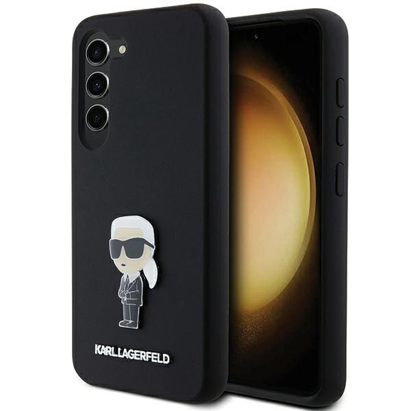 Husa pentru Samsung Galaxy S23+ S916, Karl Lagerfeld, Silicone Karl & Choupette Metal, Neagra