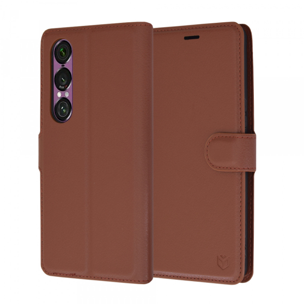 Husa pentru Sony Xperia 1 VI, Techsuit, Leather Folio, Maro Husa pentru Sony Xperia 1 VI, Techsuit, Leather Folio, Maro