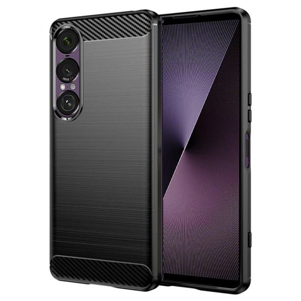 Husa pentru Sony Xperia 1 VII, Techsuit, Carbon, Neagra Husa pentru Sony Xperia 1 VII, Techsuit, Carbon, Neagra