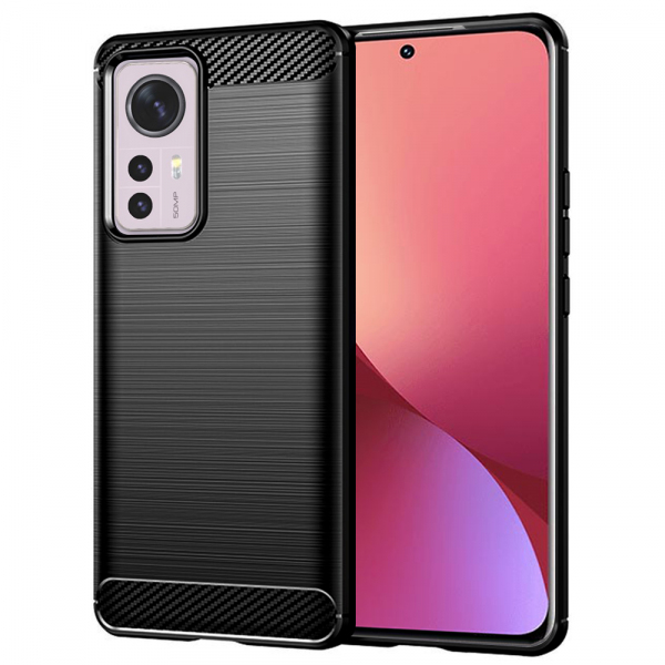 Husa pentru Xiaomi 12X / 12, Techsuit, Carbon, Neagra Husa pentru Xiaomi 12X / 12, Techsuit, Carbon, Neagra