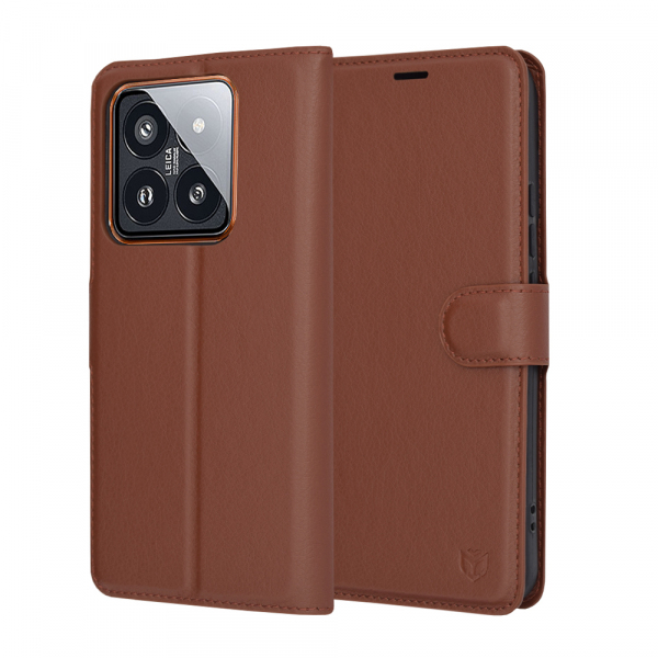 Husa pentru Xiaomi 14 Pro, Techsuit, Leather Folio, Maro Husa pentru Xiaomi 14 Pro, Techsuit, Leather Folio, Maro