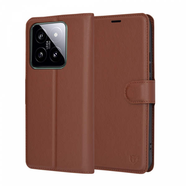 Husa pentru Xiaomi 14, Techsuit, Leather Folio, Maro Husa pentru Xiaomi 14, Techsuit, Leather Folio, Maro