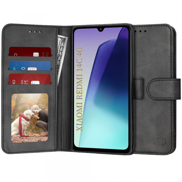 Husa pentru Xiaomi Poco C75 / Redmi 14C, Techsuit, Diary Book, Neagra Husa pentru Xiaomi Poco C75 / Redmi 14C, Techsuit, Diary Book, Neagra