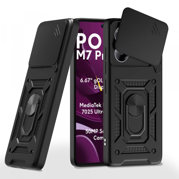 Husa pentru Xiaomi Poco M7 Pro 5G, Techsuit, CamShield, Neagra Husa pentru Xiaomi Poco M7 Pro 5G, Techsuit, CamShield, Neagra